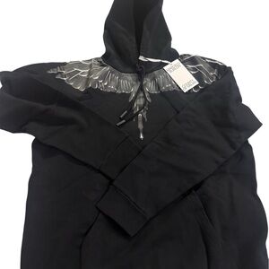 Marcelo Burlon County of Milan Black Hoodie with Silver Wing Motif